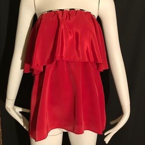 Crimson strapless top